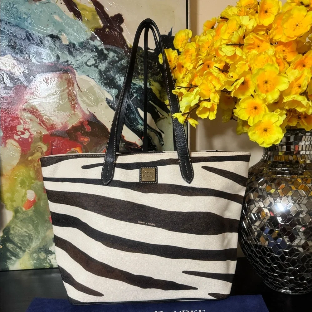 Dooney & Bourke Zebra Stripe Tote - Black and Brown / NWOT